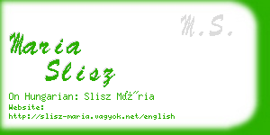 maria slisz business card